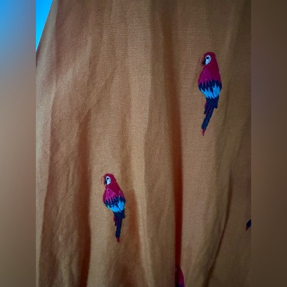 Farm Rio Orange Linen parrot knot dress NWOT - Picture 7 of 7